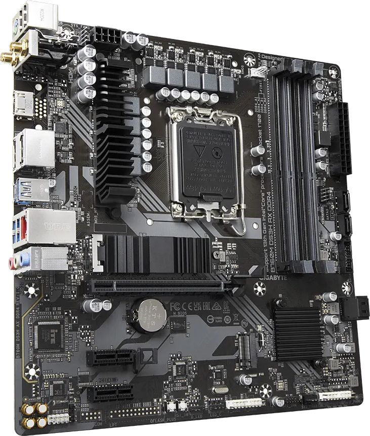 Материнская плата Gigabyte B760M DS3H AX DDR4 Soc-1700 Intel B760 4xDDR4 mATX AC`97 8ch(7.1) 2.5Gg RAID+HDMI+DP — фото 1