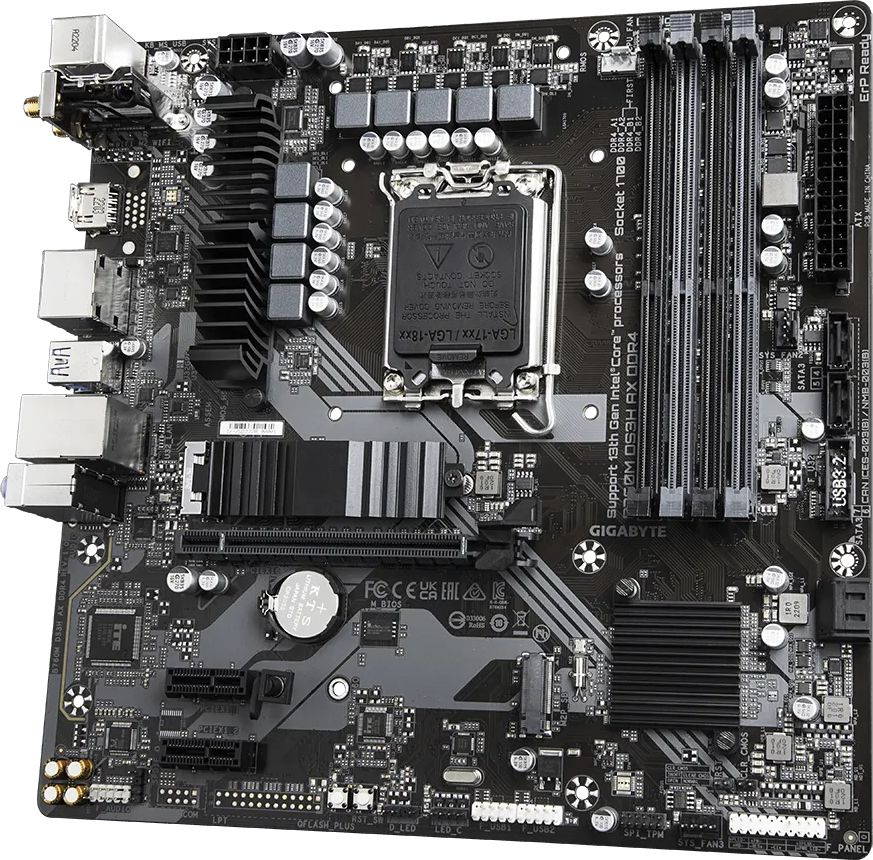Материнская плата Gigabyte B760M DS3H AX DDR4 Soc-1700 Intel B760 4xDDR4 mATX AC`97 8ch(7.1) 2.5Gg RAID+HDMI+DP — миниатюра 2
