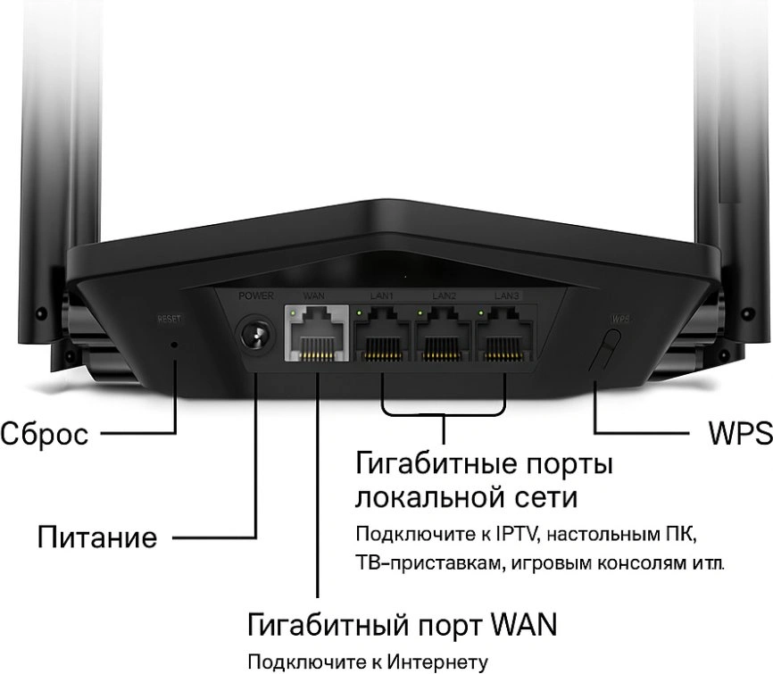 Роутер беспроводной Mercusys MR80X AX3000 10/100/1000BASE-TX черный — миниатюра 3
