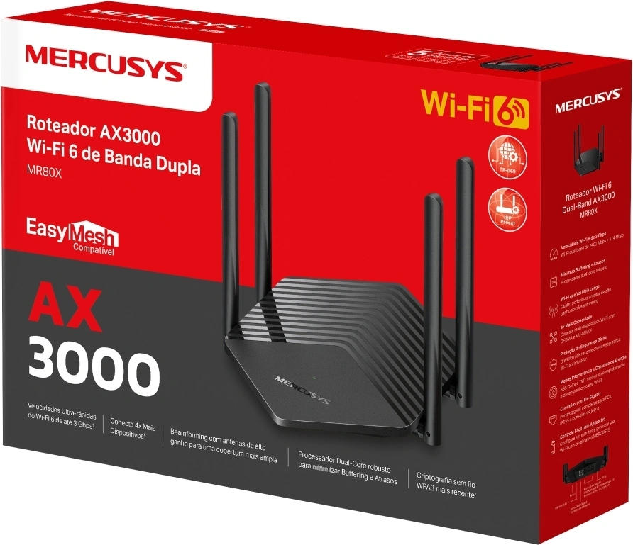 Роутер беспроводной Mercusys MR80X AX3000 10/100/1000BASE-TX черный — миниатюра 4