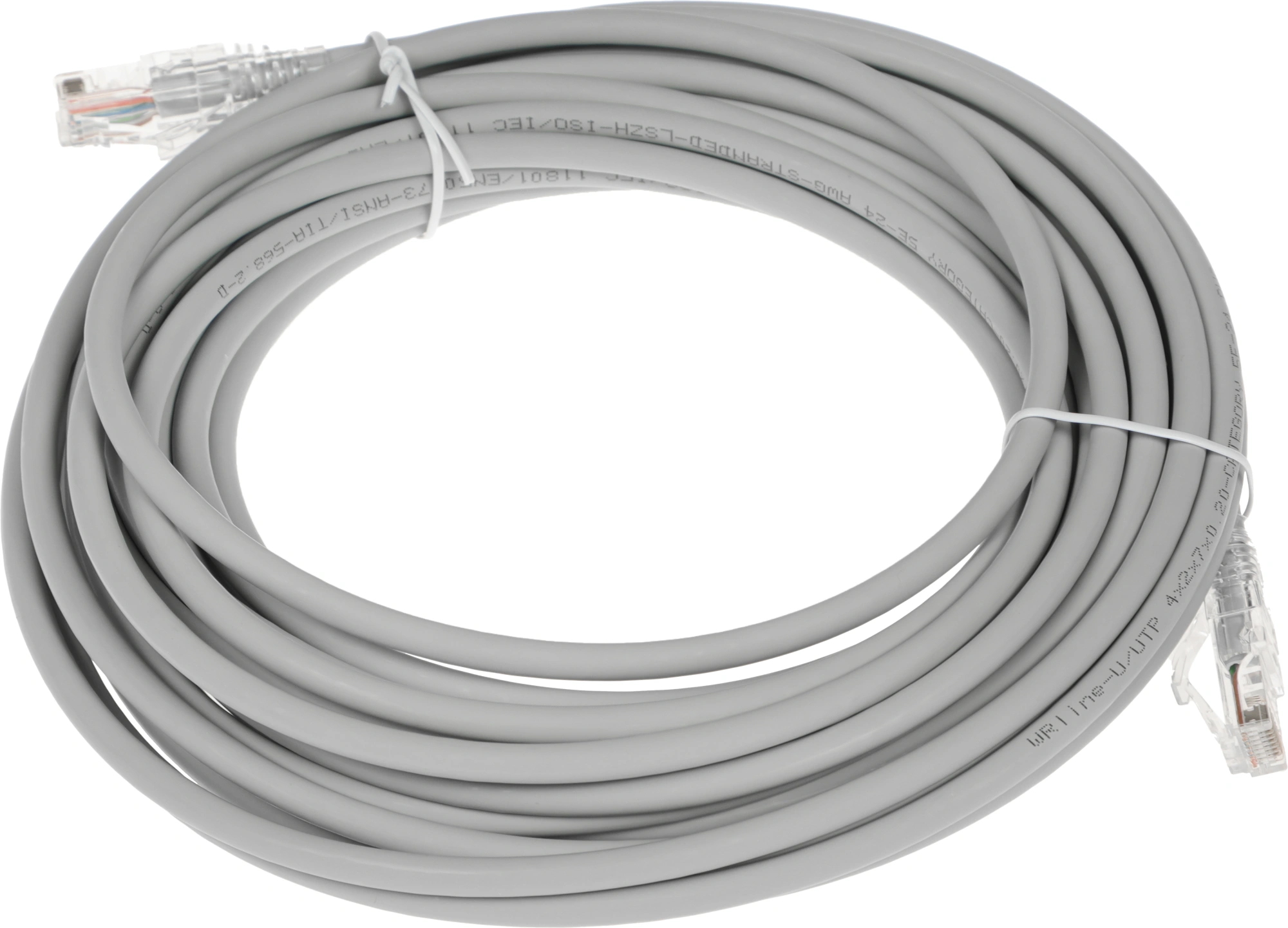 Патч-корд WRline WR-PC-RJ45-UTP-5E-10-GY UTP RJ-45 вил.-вилка RJ-45 кат.5E 10м серый LSZH (уп.:1шт)