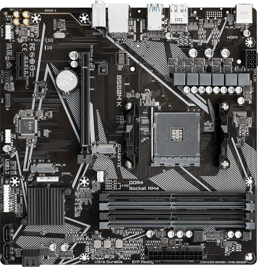 Материнская плата Gigabyte B550M K Soc-AM4 AMD B550 4xDDR4 mATX AC`97 8ch(7.1) GbLAN RAID+HDMI+DP — миниатюра 4