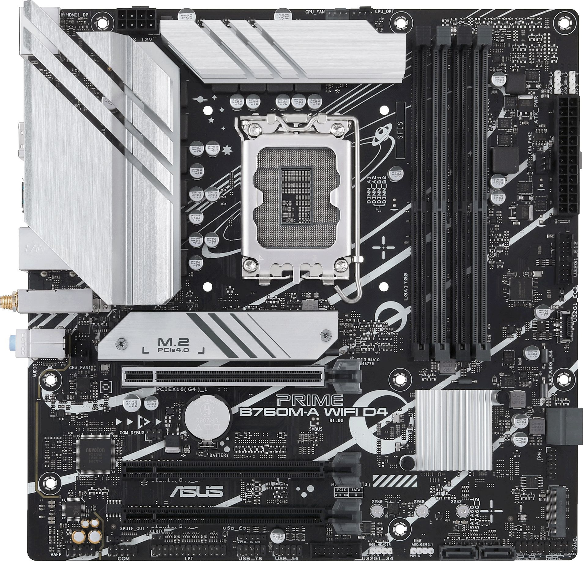 Материнская плата Asus PRIME B760M-A WIFI D4 Soc-1700 Intel B760 4xDDR4 mATX AC`97 8ch(7.1) 2.5Gg RAID+HDMI+DP — миниатюра 2