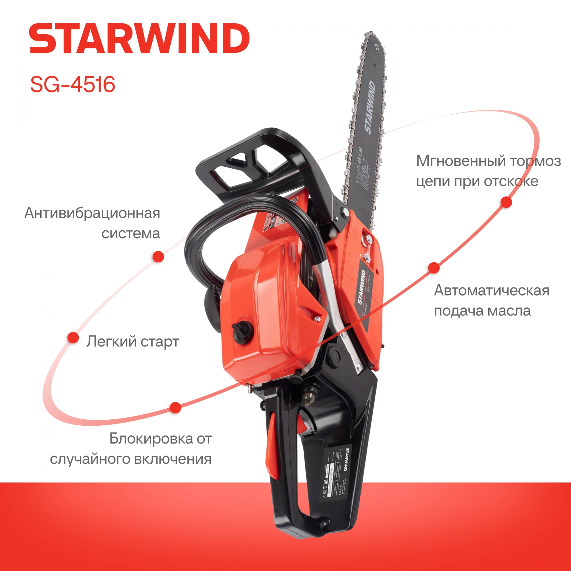 Бензопила Starwind SG-4516 2200Вт 3л.с. дл.шины:16" (40cm) — миниатюра 23