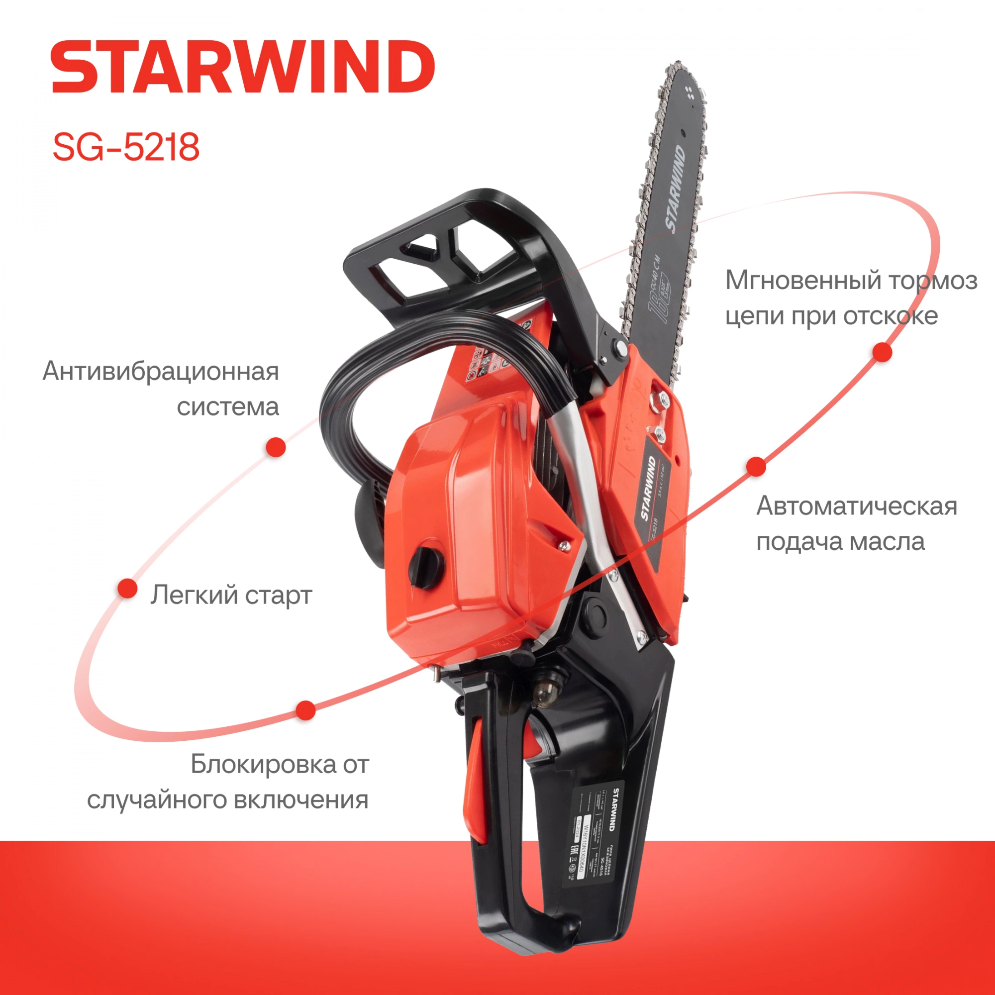Бензопила Starwind SG-5218 2600Вт 3.5л.с. дл.шины:18" (45cm) — миниатюра 23
