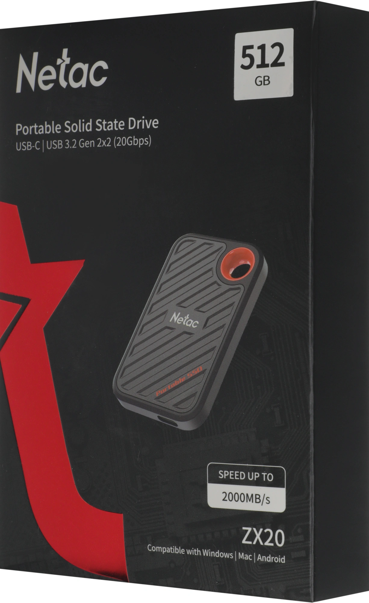 Накопитель SSD Netac USB-C 512Gb NT01ZX20-512G-32BL ZX20 2.5" синий — миниатюра 3