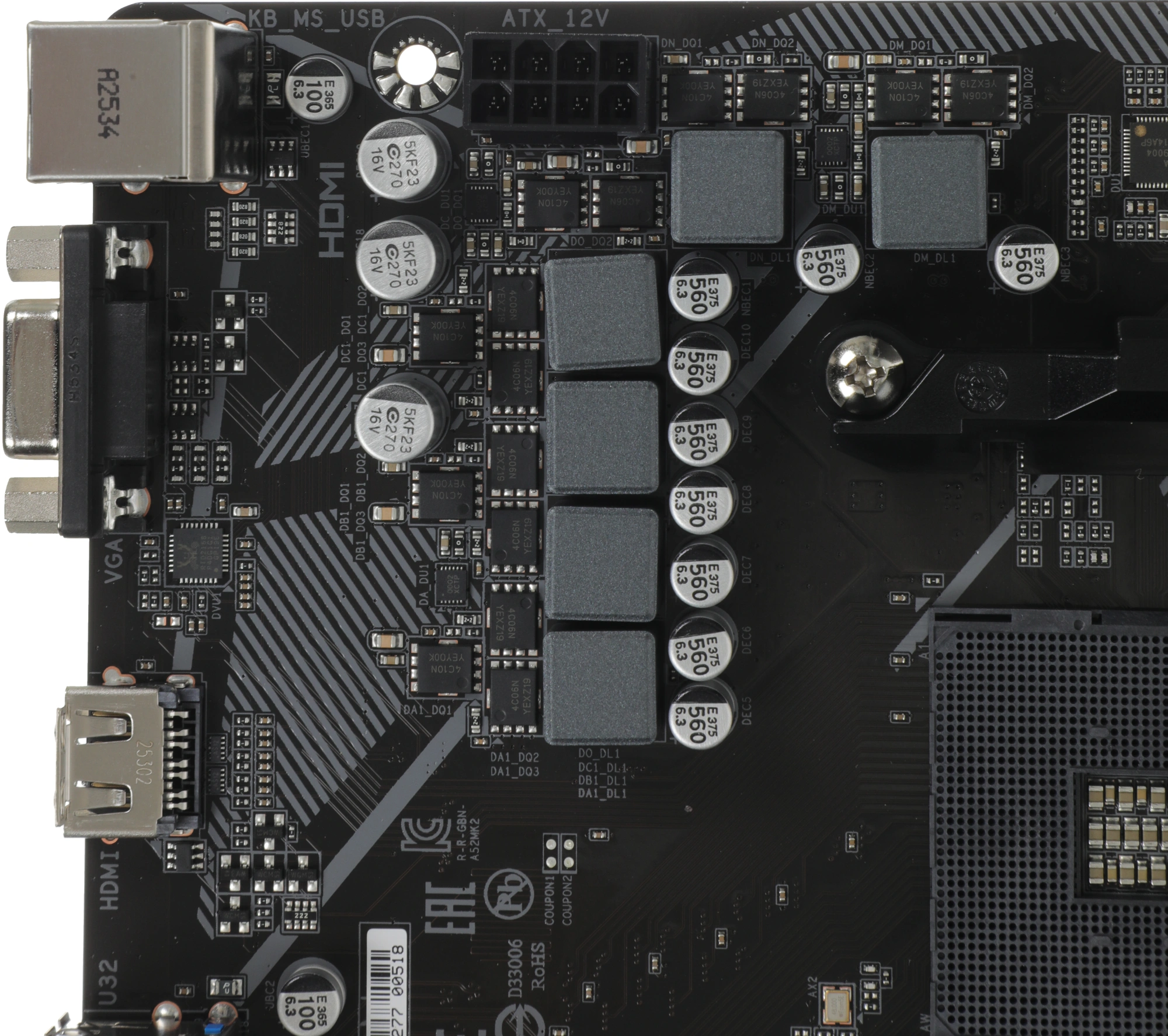 Материнская плата Gigabyte A520M K V2 Soc-AM4 AMD A520 2xDDR4 mATX AC`97 8ch(7.1) GbLAN RAID+VGA+HDMI — миниатюра 7