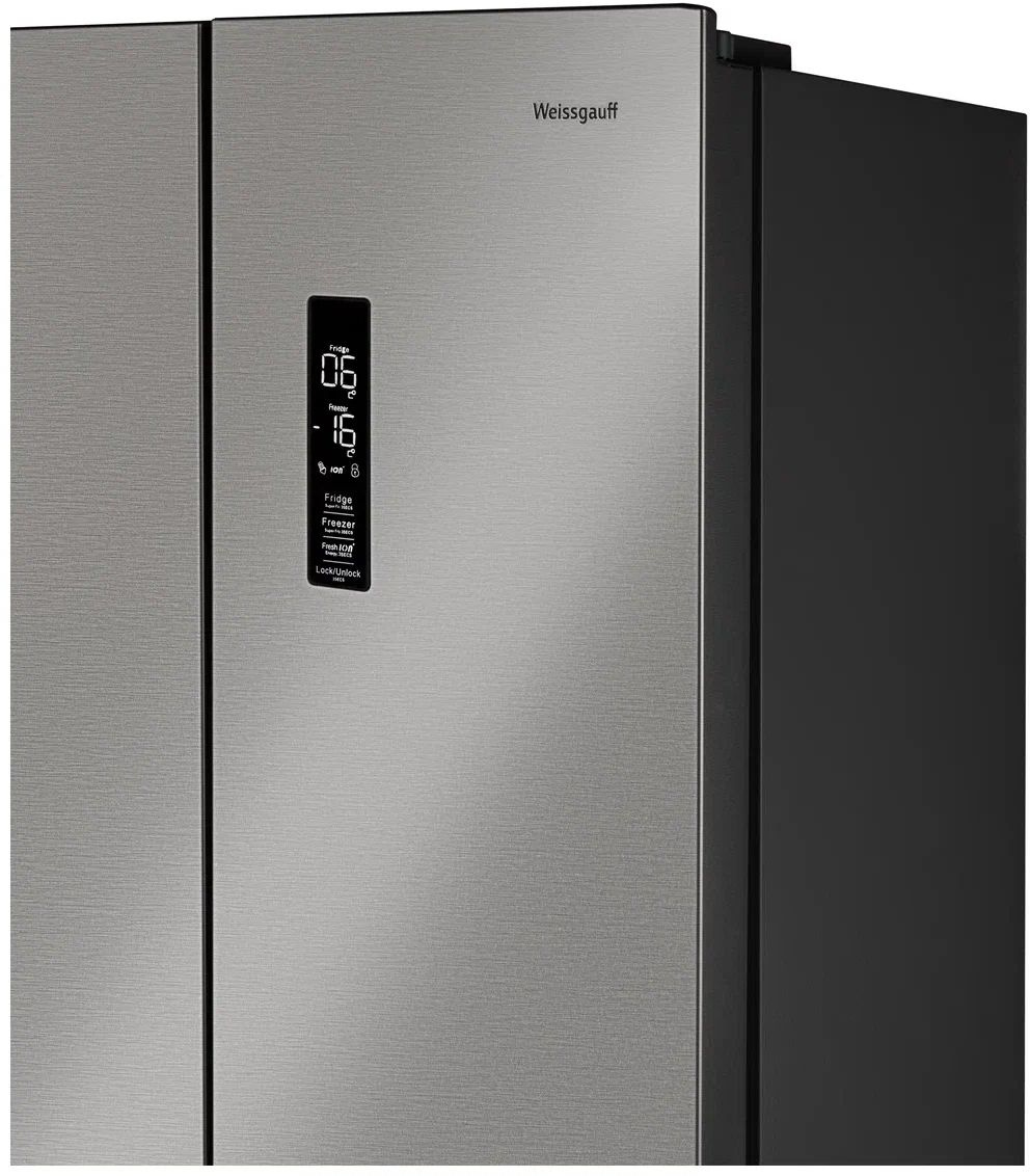 Холодильник Weissgauff WCD 450 X NoFrost Inverter 2-хкамерн. нержавеющая сталь инвертер — миниатюра 4