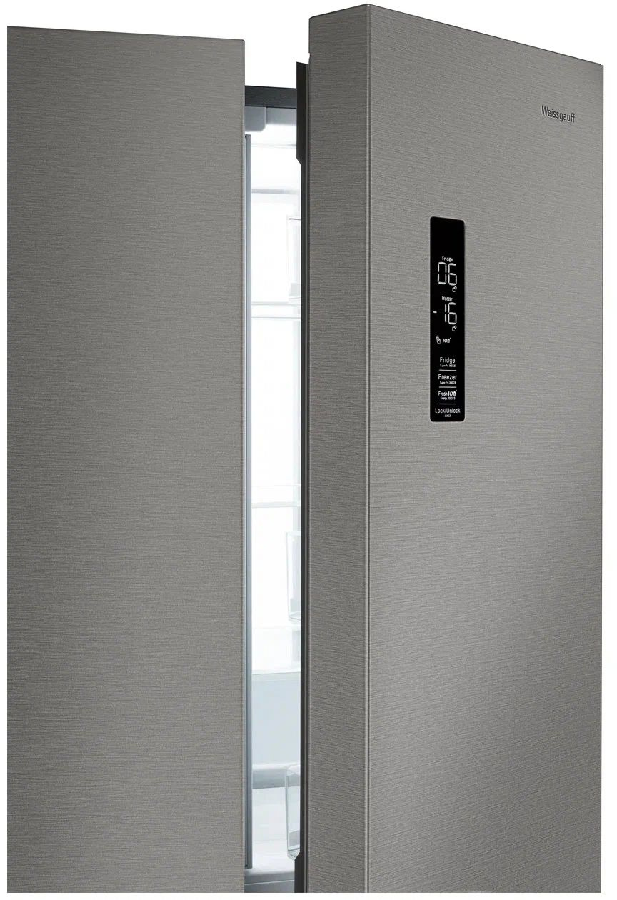 Холодильник Weissgauff WCD 450 X NoFrost Inverter 2-хкамерн. нержавеющая сталь инвертер — миниатюра 9