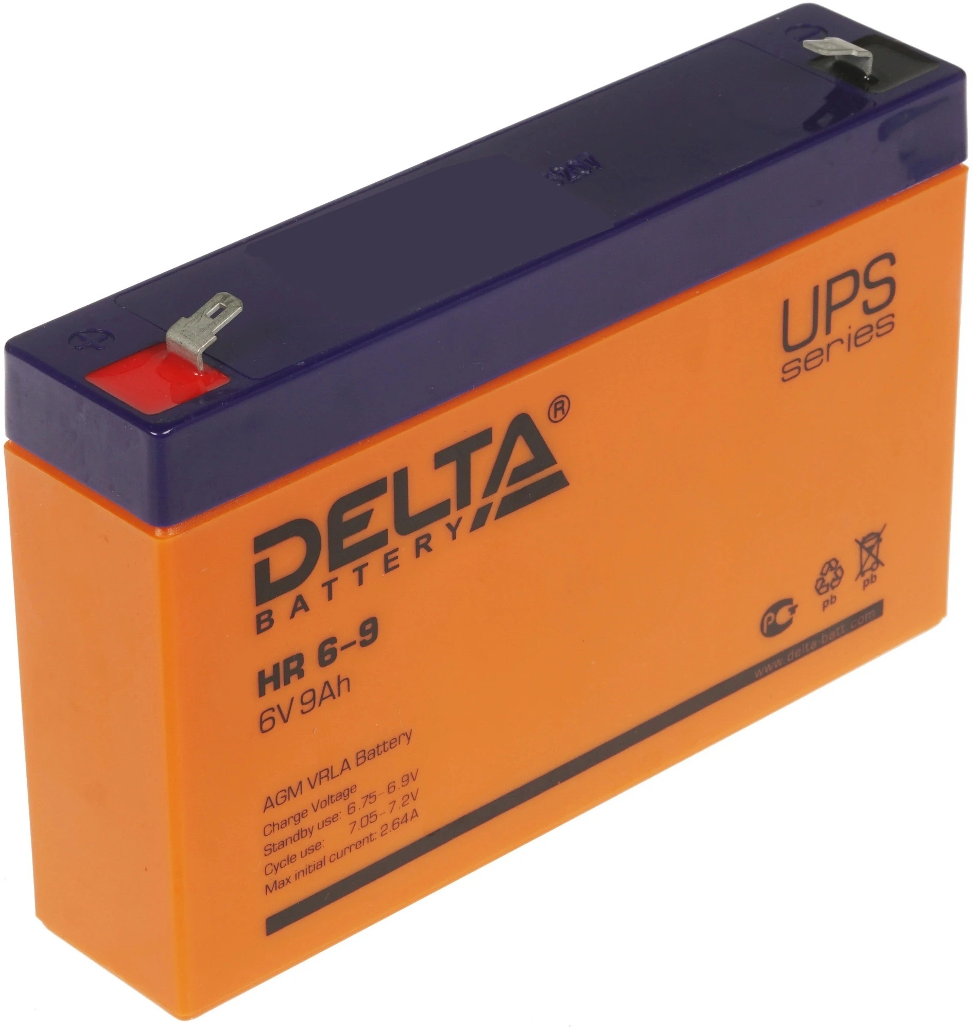 Батарея для ИБП Delta HR 6-9 6В 9Ач — миниатюра 2