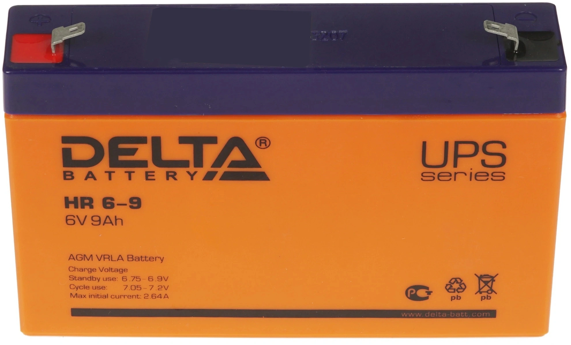 Батарея для ИБП Delta HR 6-9 6В 9Ач — миниатюра 3
