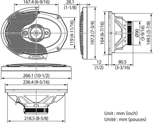 Колонки автомобильные Kenwood KFC-PS6986 600Вт 88дБ 4Ом 15x23см (6x9дюйм) (ком.:2кол.) коаксиальные четырехполосные — миниатюра 2
