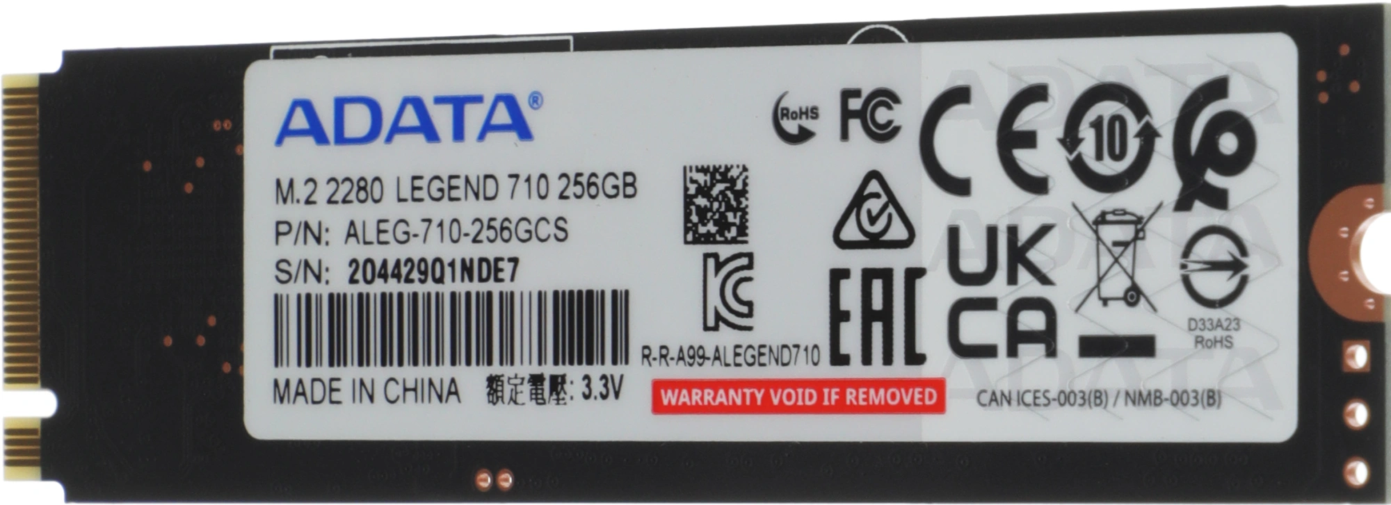 Накопитель SSD A-Data PCIe 3.0 x4 256GB ALEG-710-256GCS Legend 710 M.2 2280 — миниатюра 7