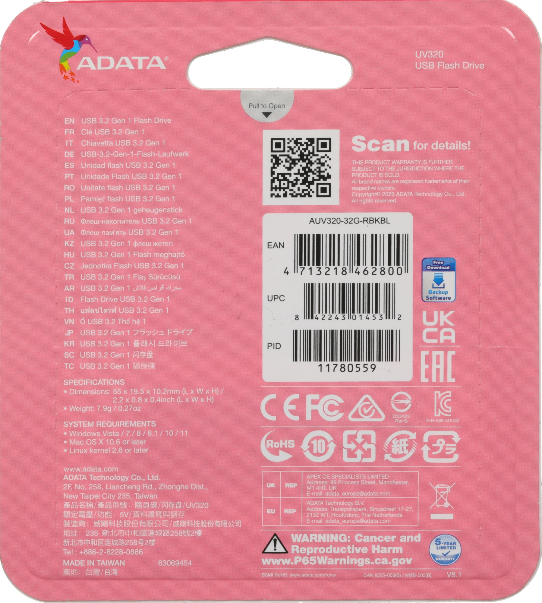 Флеш Диск A-Data 32Gb UV320 AUV320-32G-RBKBL USB3.2 черный — миниатюра 5