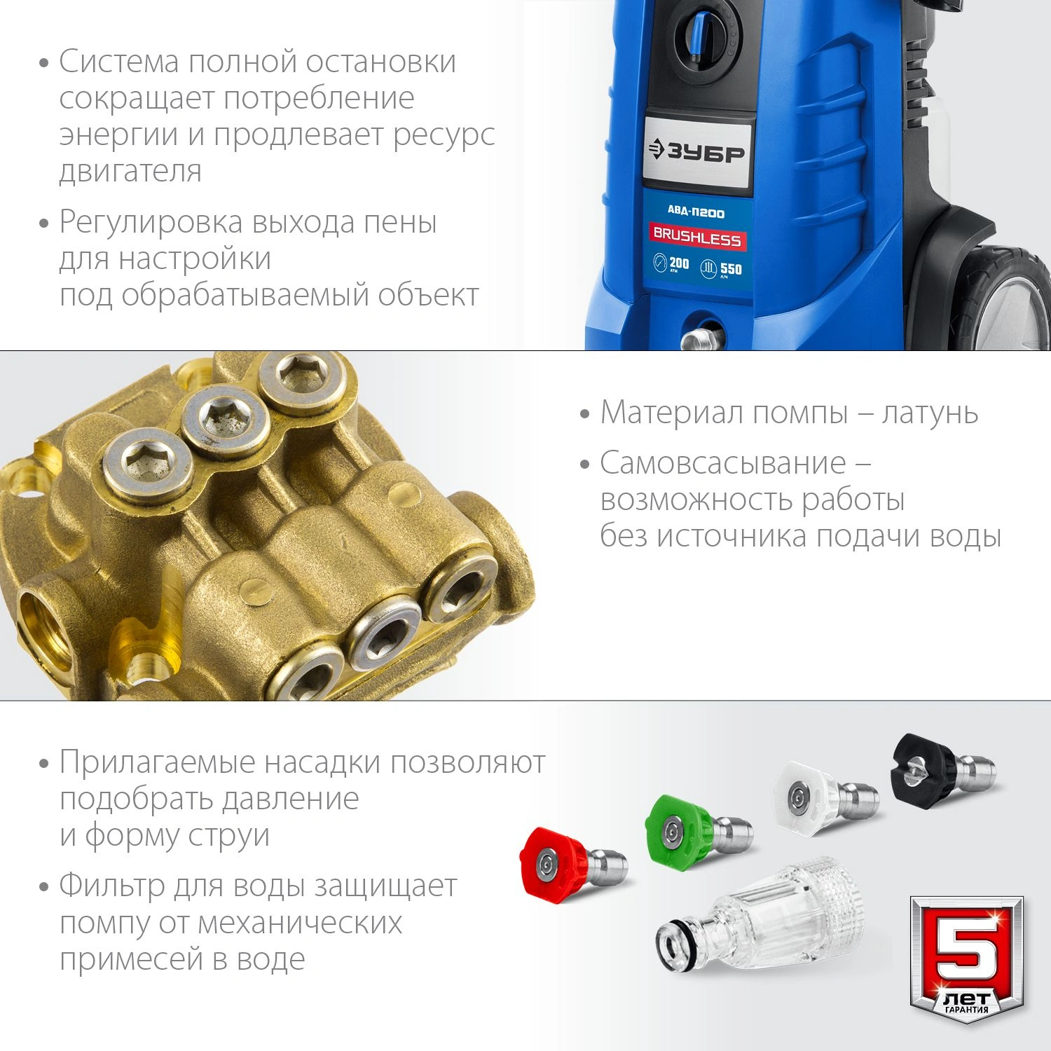 Минимойка Зубр Профессионал АВД-П200 2600Вт — миниатюра 2