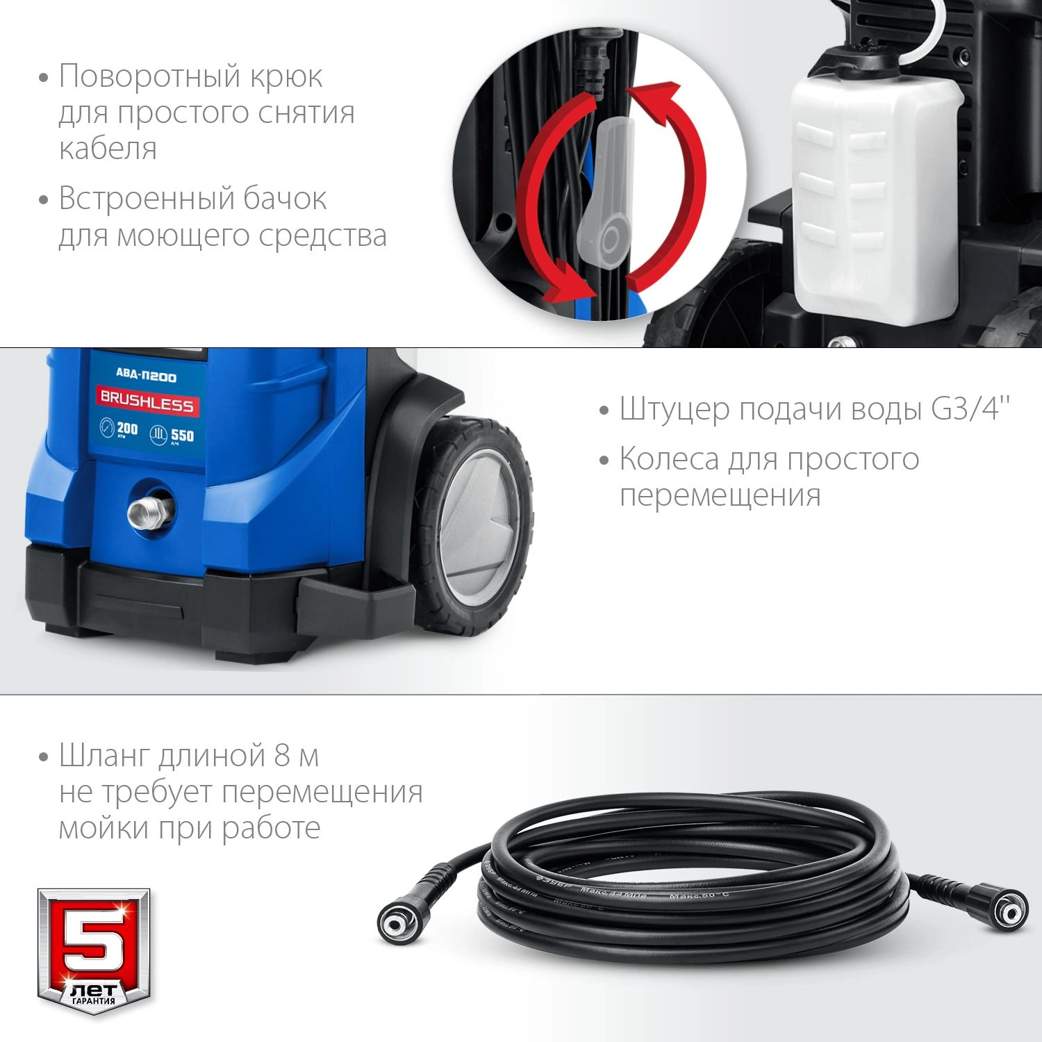 Минимойка Зубр Профессионал АВД-П200 2600Вт — миниатюра 4