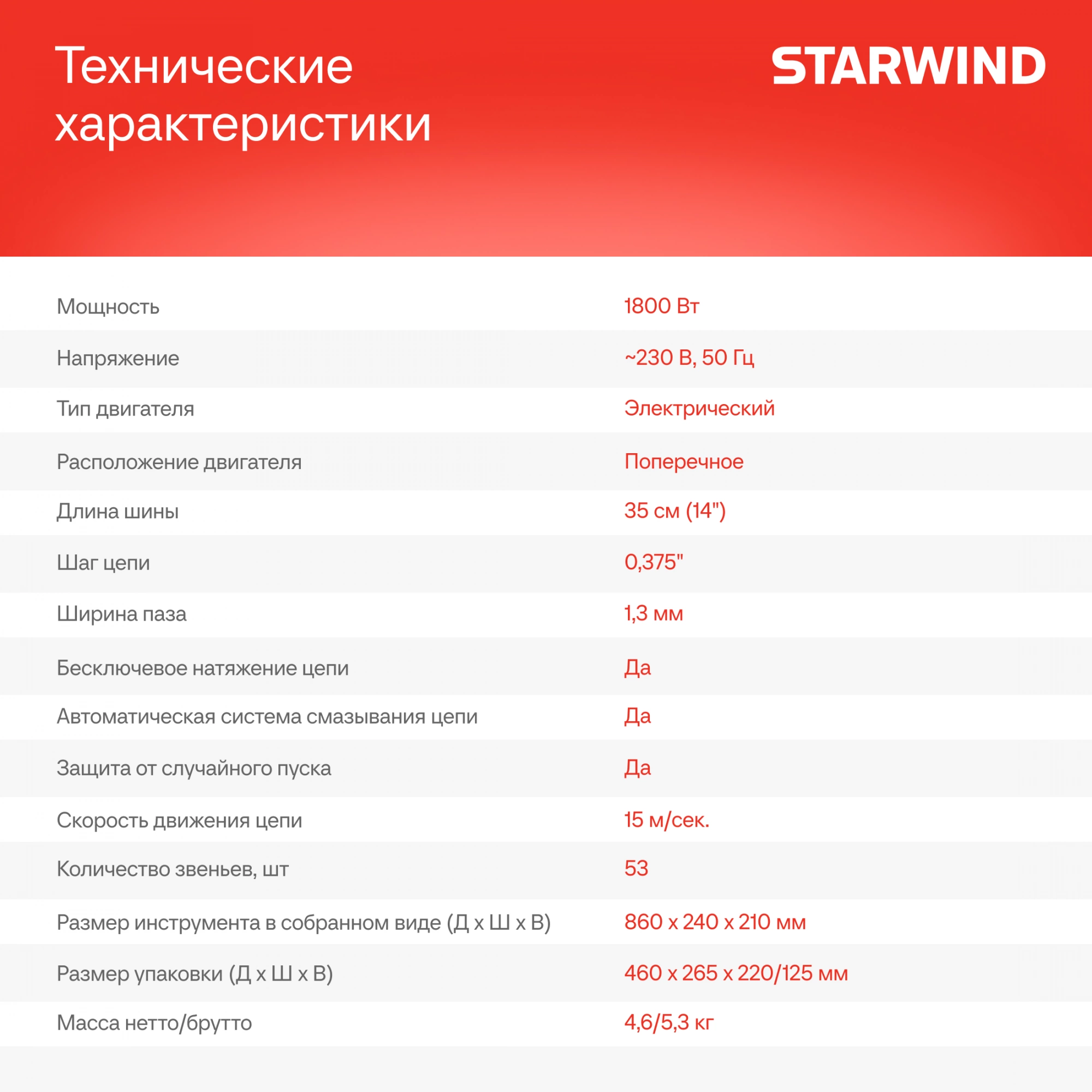 Цепная пила Starwind SE-1814 от сети 1800Вт 1л.с. дл.шины:14" (35cm) — миниатюра 21