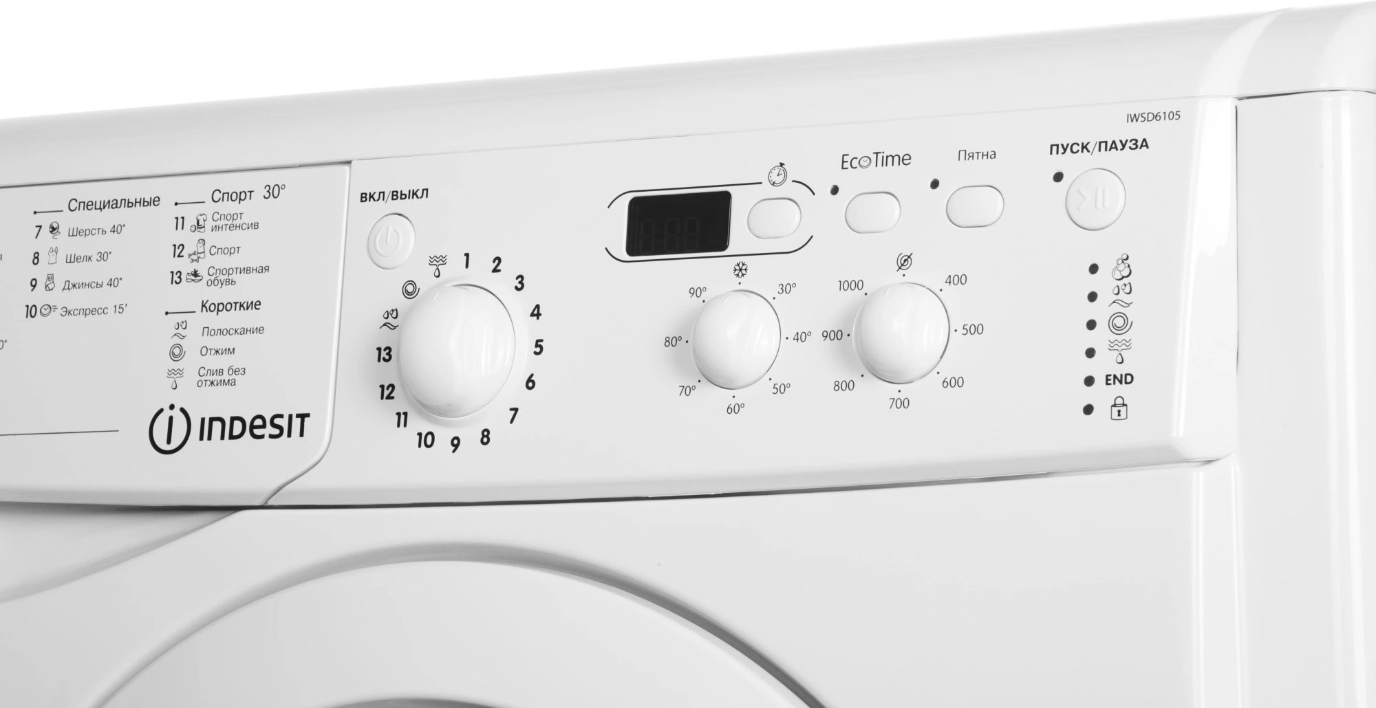 Стиральная машина Indesit EcoTime IWSD 6105 (CIS).L класс: A загр.фронтальная макс.:6кг белый — миниатюра 8
