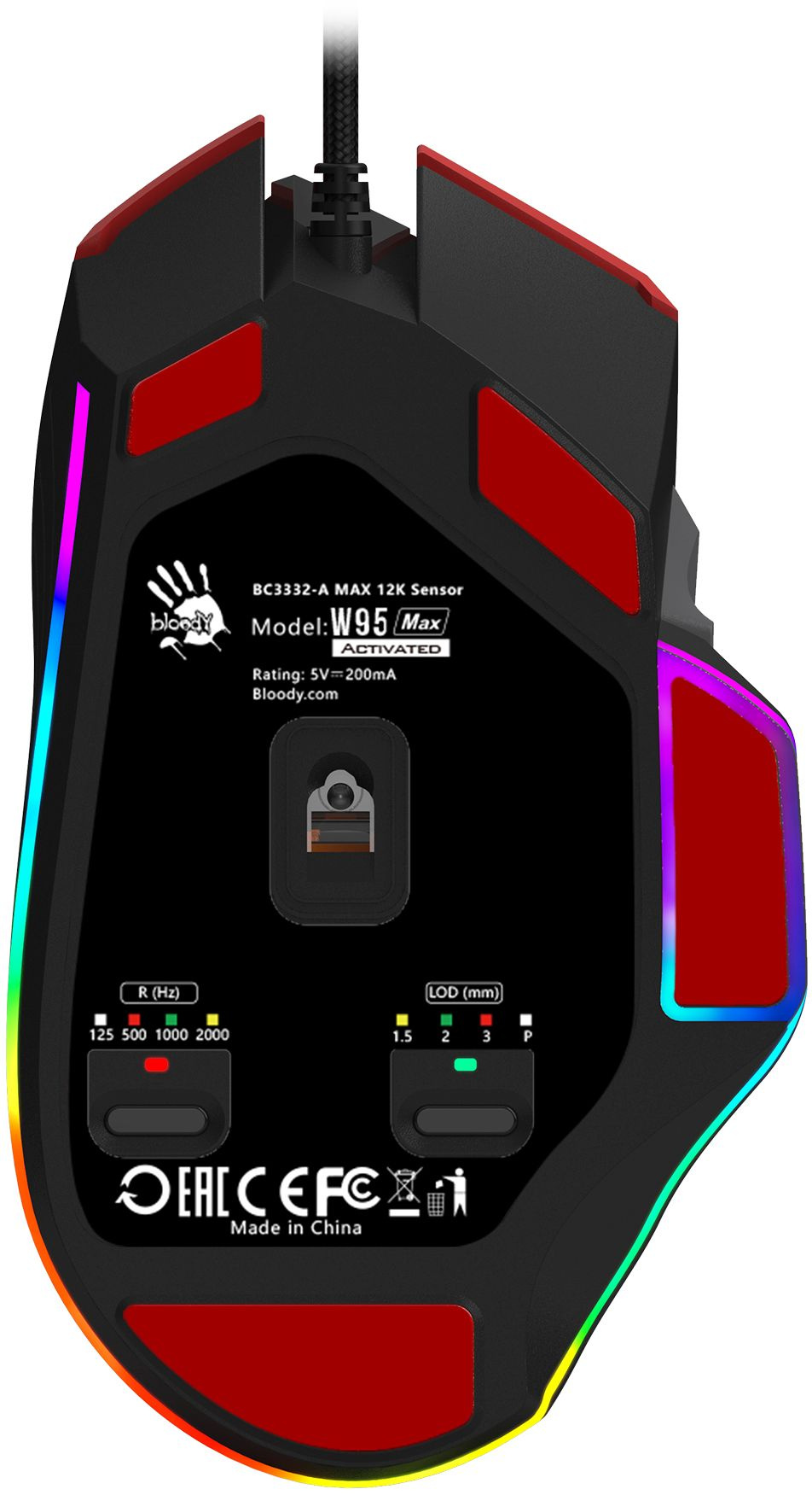 Мышь A4Tech Bloody W95 Max Sports красный/черный оптическая 12000dpi USB 10but (W95 MAX SPORTS RED) — миниатюра 9