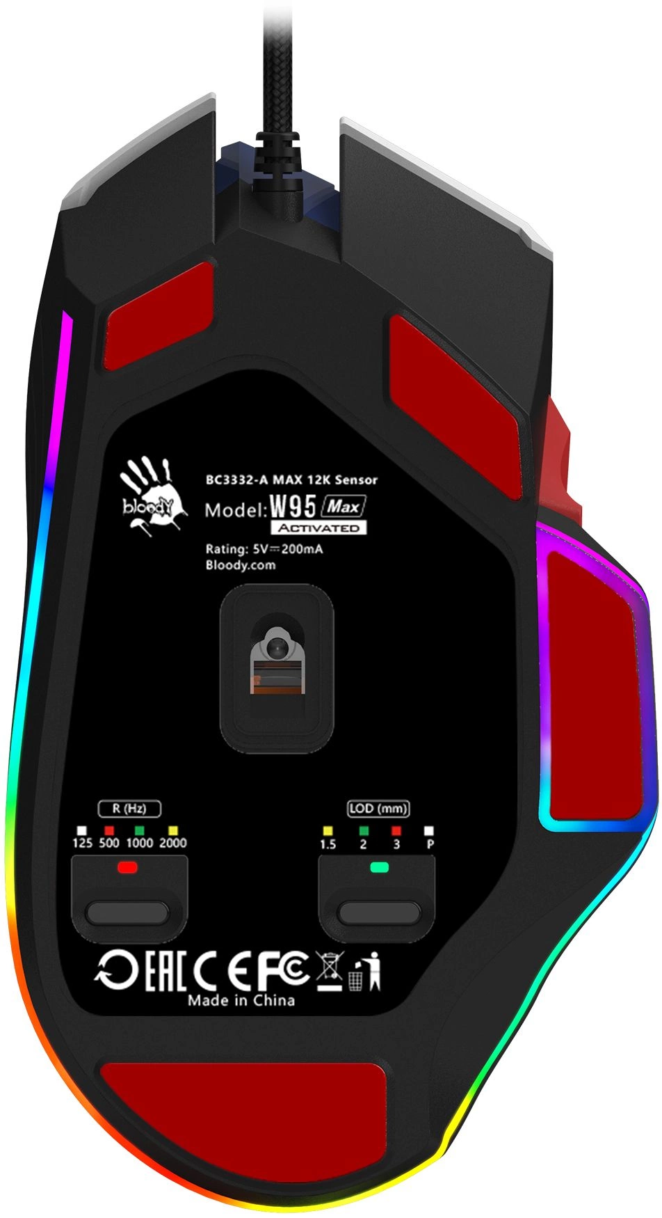 Мышь A4Tech Bloody W95 Max Sports синий/белый оптическая 12000dpi USB 10but (W95 MAX SPORTS NAVY) — миниатюра 9