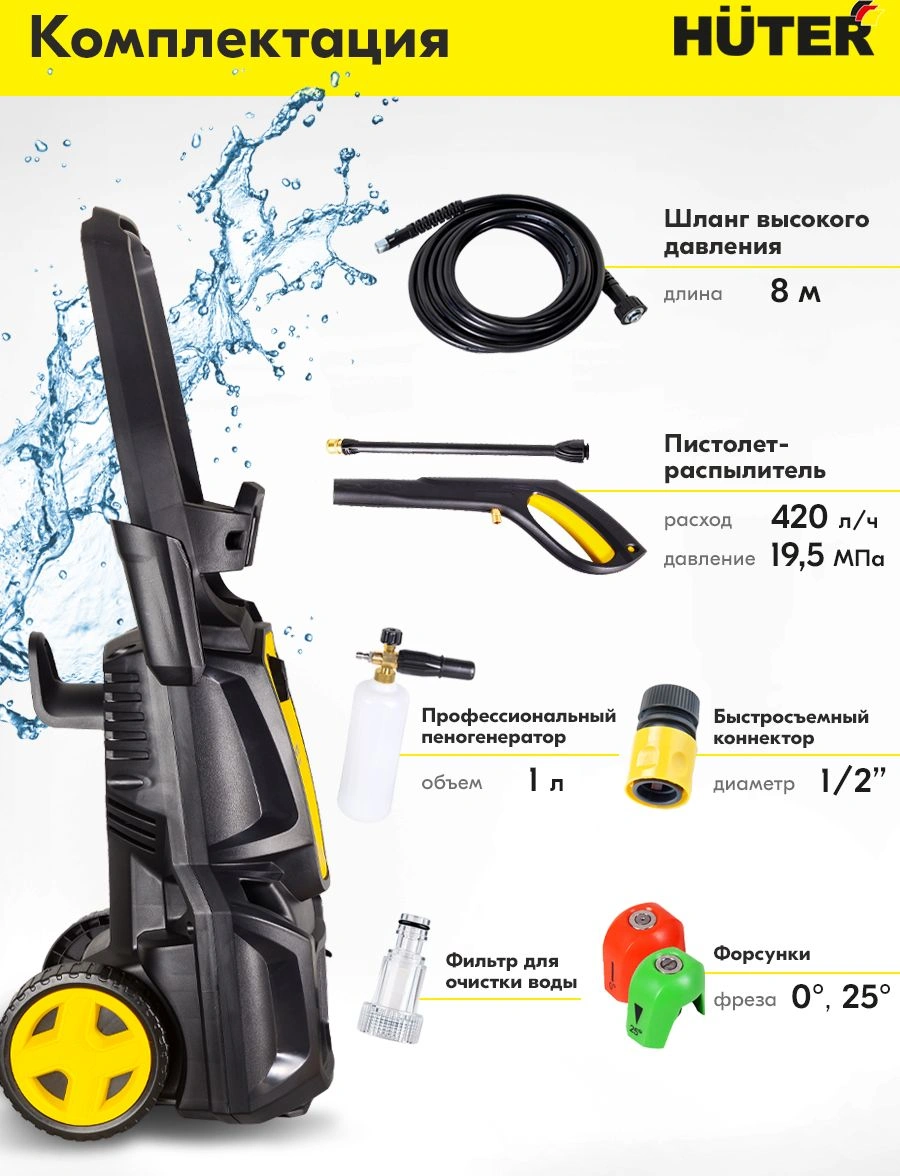 Минимойка Huter M M2500-PW-PRO 2500Вт (900/70/8/52) — миниатюра 25