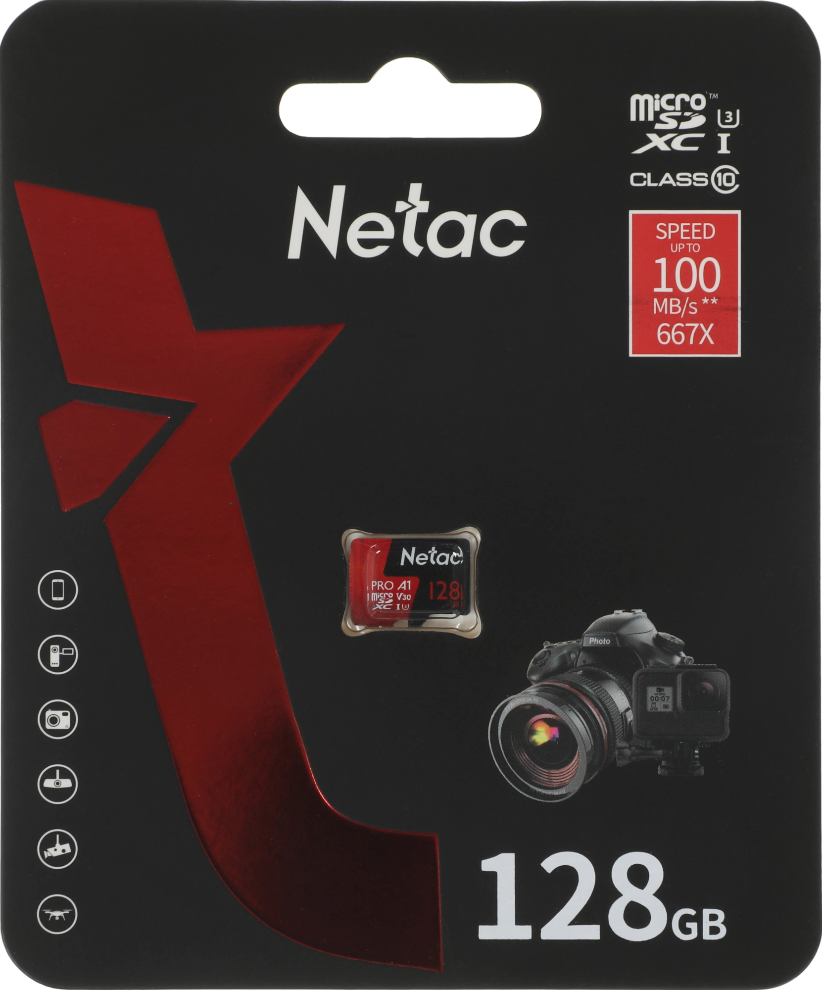 Флеш карта microSDXC 128GB Netac NT02P500PRO-128G-S P500 Extreme Pro A1 w/o adapter — миниатюра 2