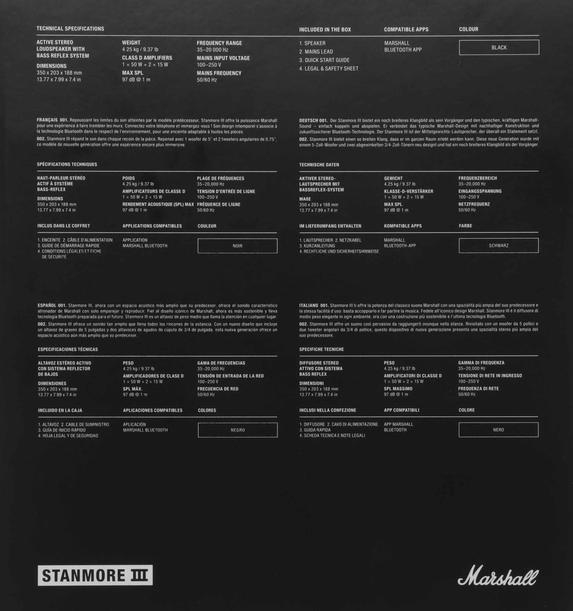 Колонка порт. Marshall Stanmore III черный/золотистый 80W 2.1 BT/3.5Jack 10м — миниатюра 2