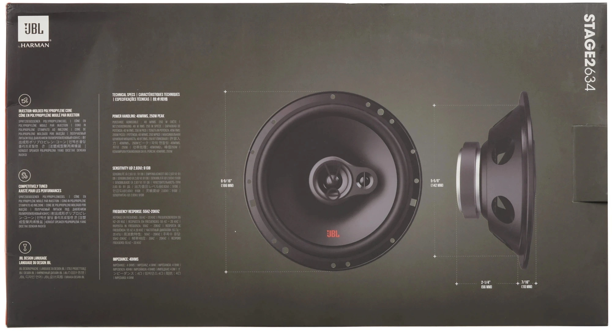 Колонки автомобильные JBL Stage2 634 250Вт 91дБ 4Ом 16см (6.5дюйм) (ком.:2кол.) коаксиальные трехполосные — миниатюра 8