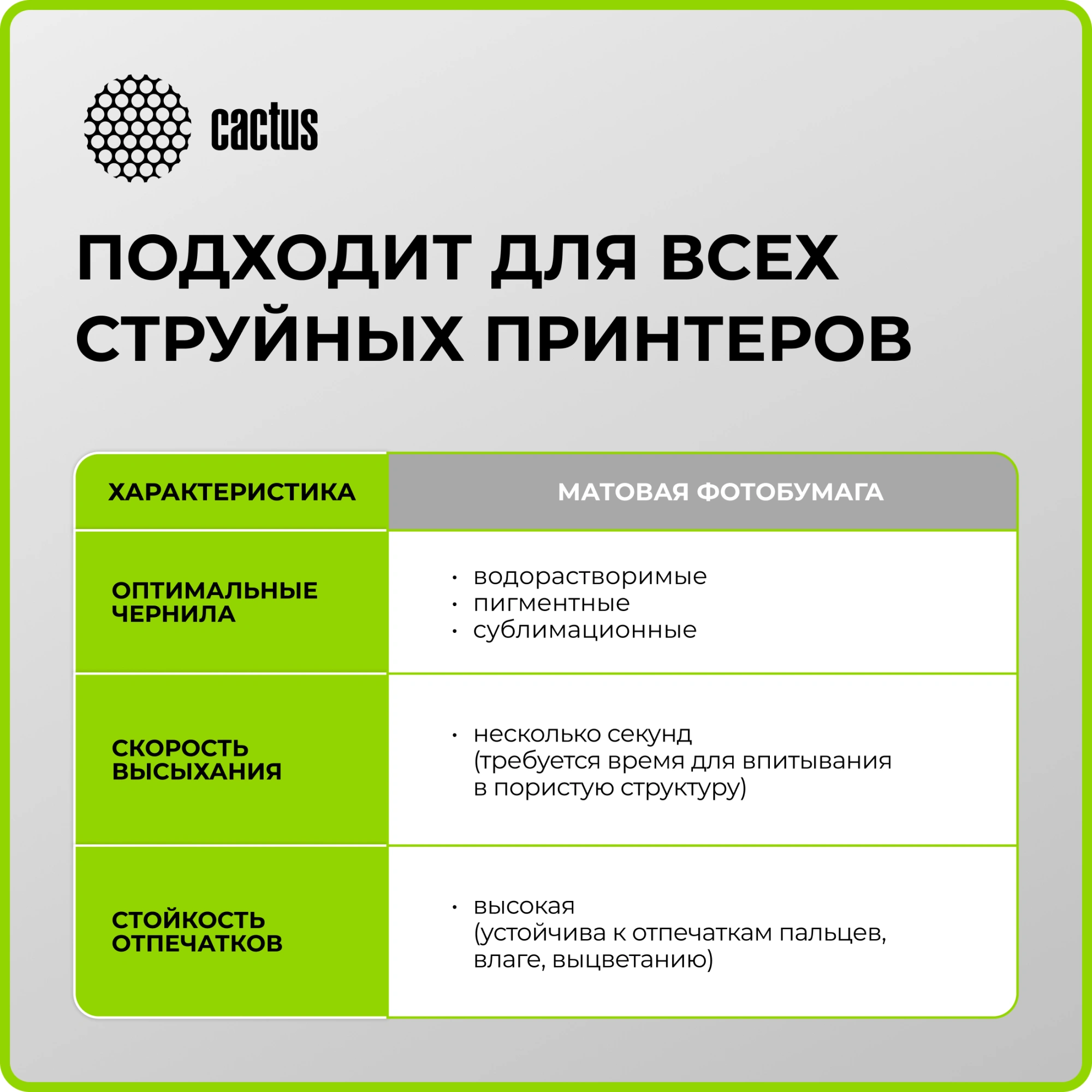Фотобумага Cactus CS-MA6250500ED 10x15/250г/м2/500л./белый матовое для струйной печати — миниатюра 4
