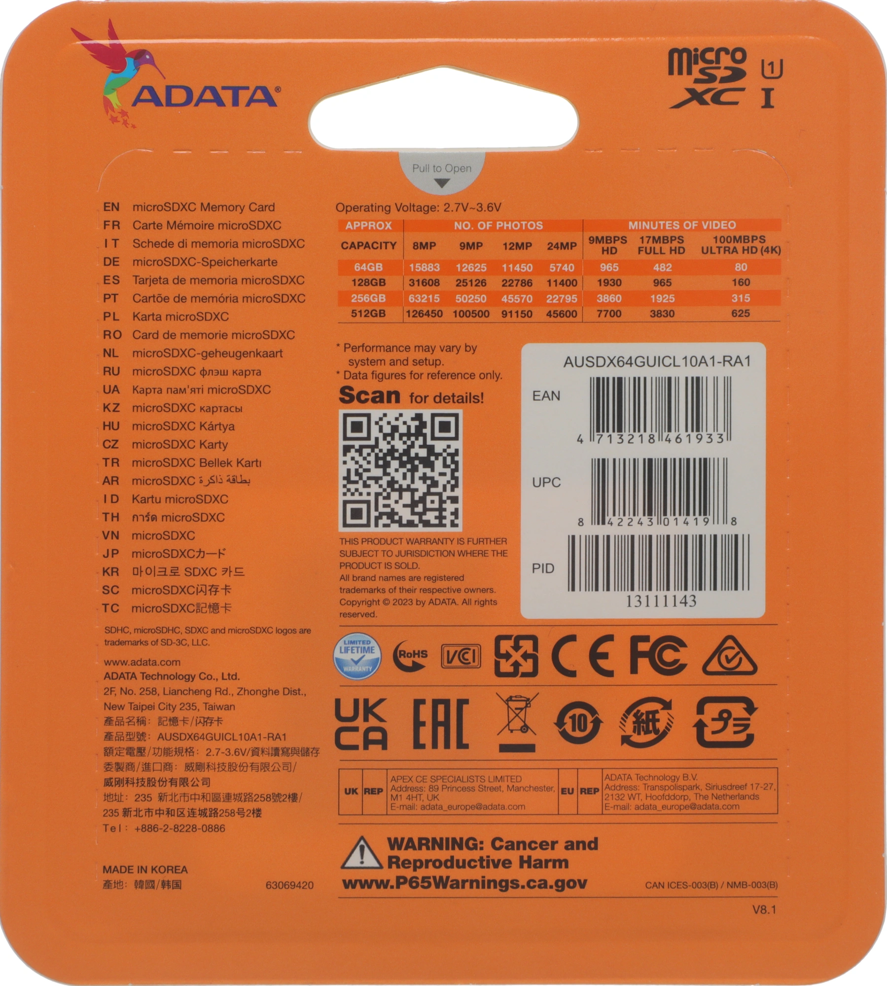 Флеш карта microSDXC 64GB A-Data AUSDX64GUICL10A1-RA1 Premier + adapter — миниатюра 4