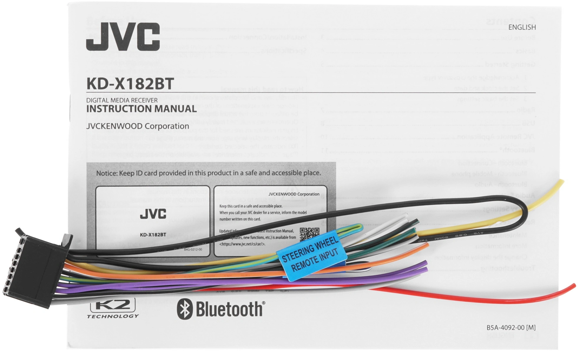 Автомагнитола JVC KD-X182BT 1DIN 4x50Вт v4.2 ПДУ RDS — миниатюра 9