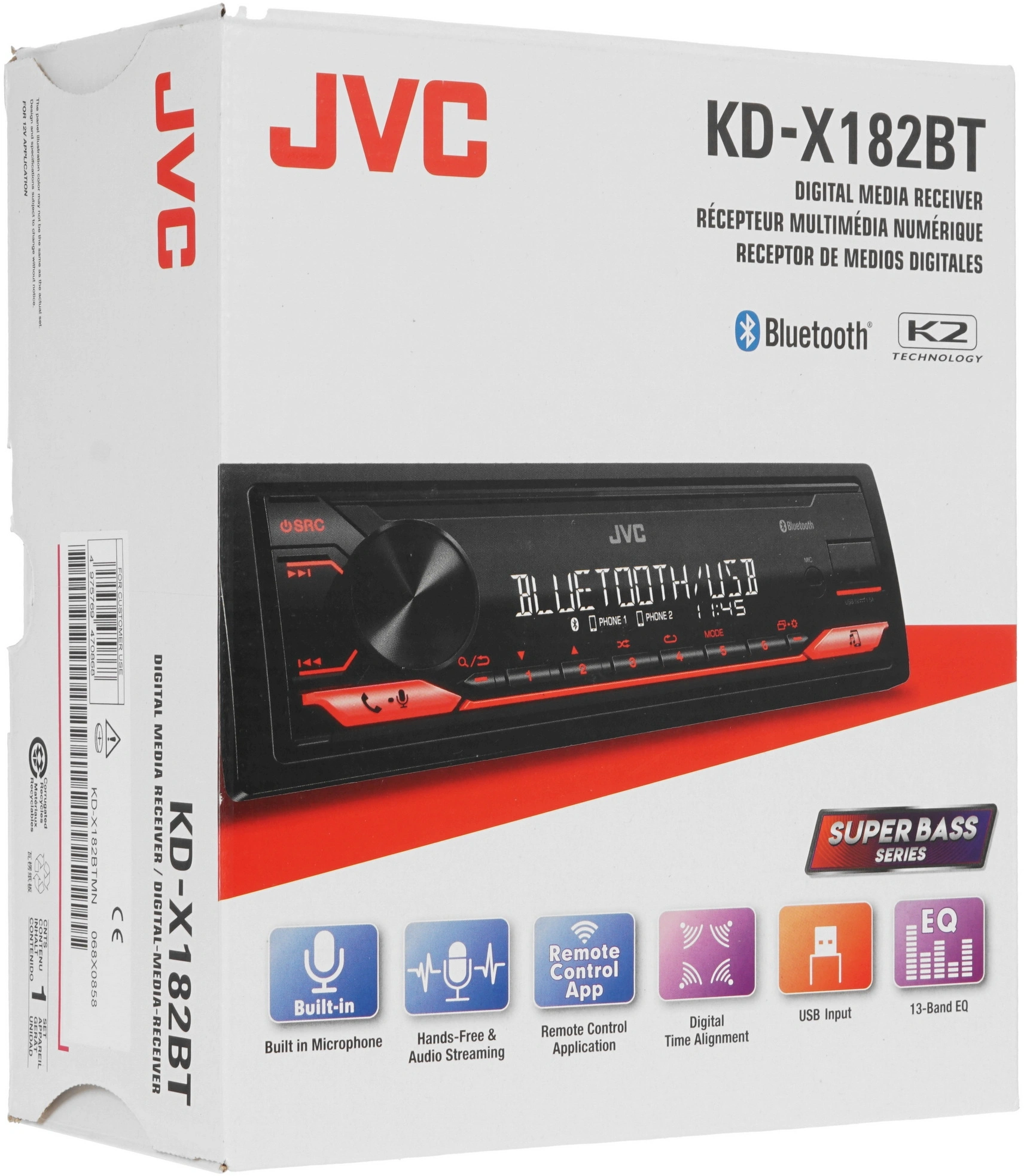 Автомагнитола JVC KD-X182BT 1DIN 4x50Вт v4.2 ПДУ RDS — миниатюра 10