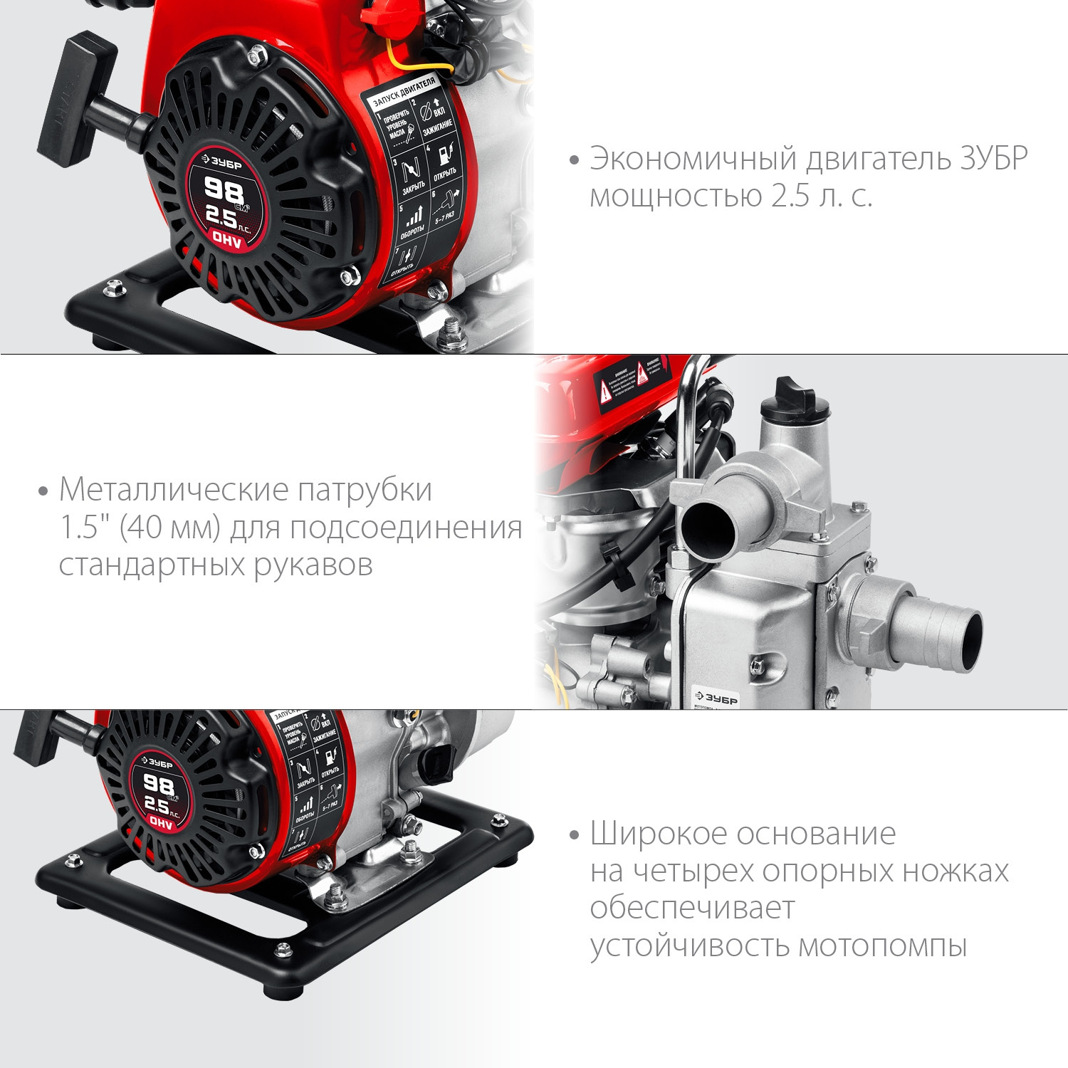 Мотопомпа Зубр Мастер МП-350 350л/мин для гряз.воды — миниатюра 8