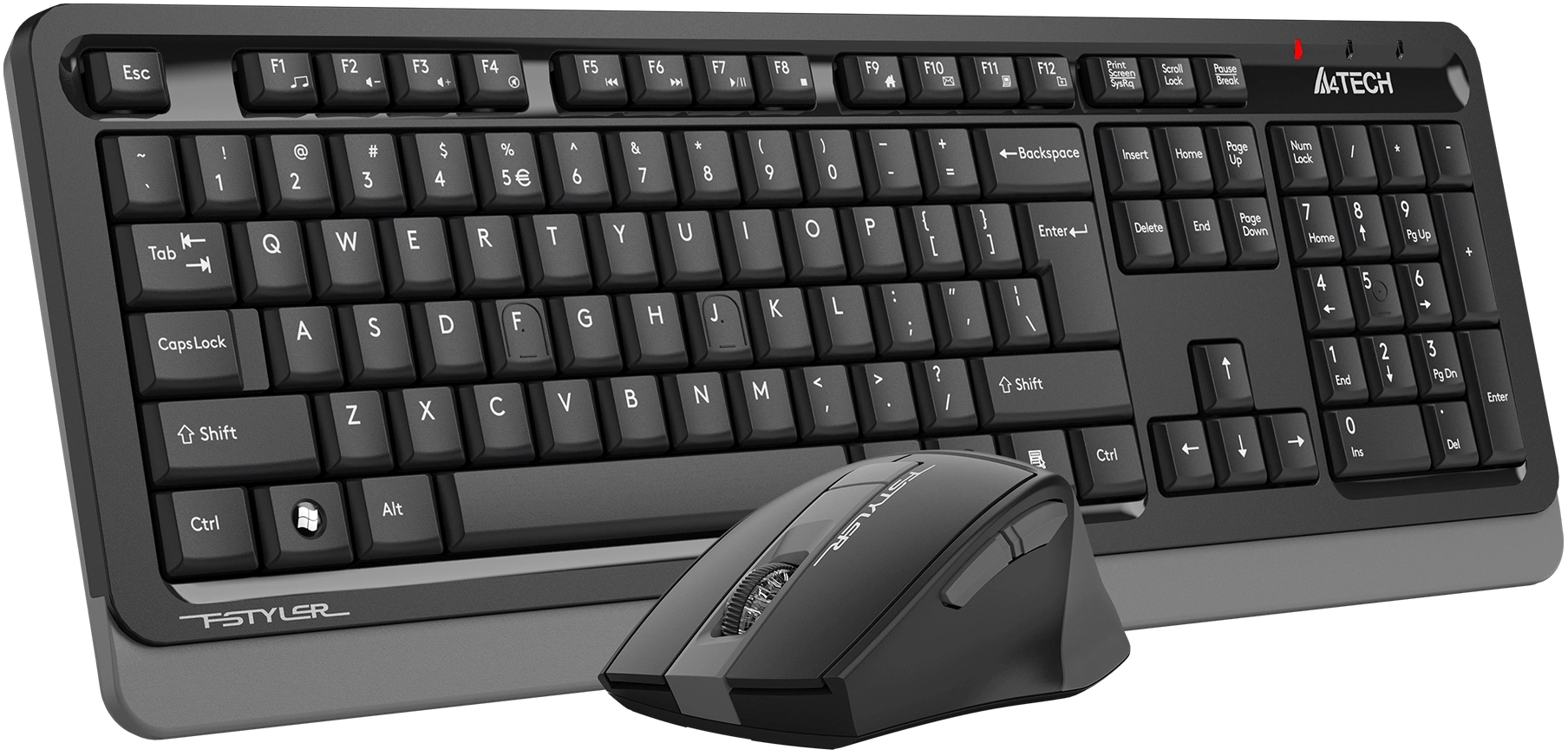 Клавиатура + мышь A4Tech Fstyler FG1035 клав:черный/серый мышь:черный/серый USB беспроводная Multimedia (FG1035 GREY) — миниатюра 2