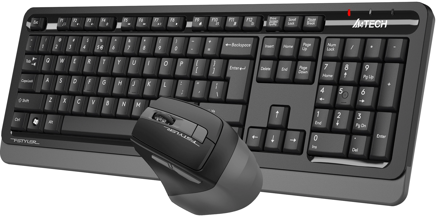 Клавиатура + мышь A4Tech Fstyler FG1035 клав:черный/серый мышь:черный/серый USB беспроводная Multimedia (FG1035 GREY) — миниатюра 3
