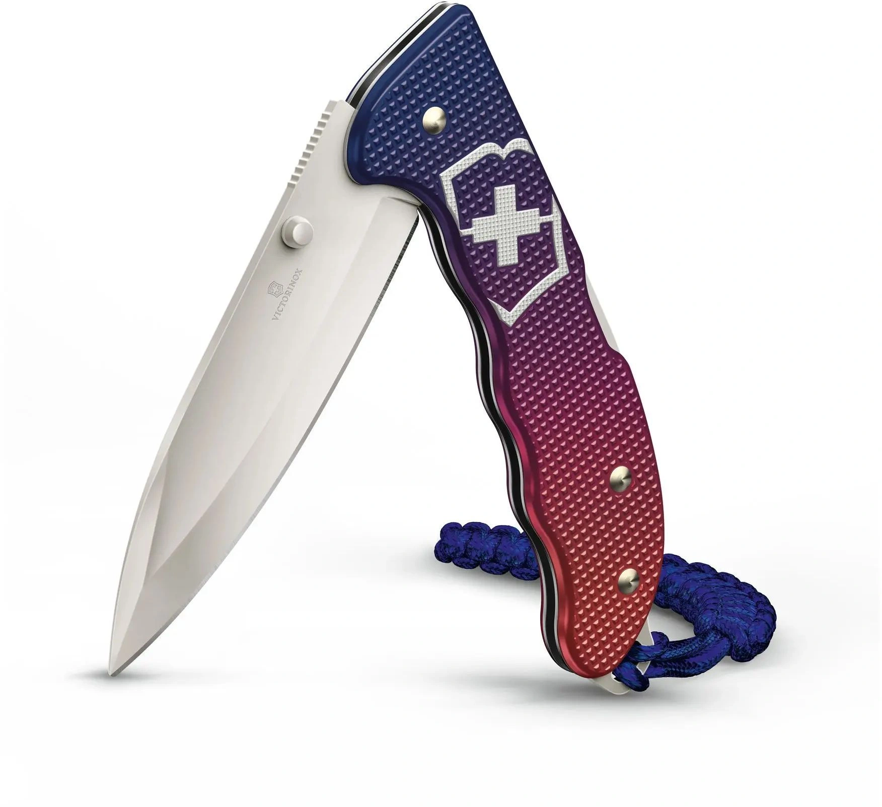 Нож перочинный Victorinox Evoke Alox (0.9415.D221) 136мм 5функц. синий/красный подар.коробка в комплекте: паракорд — миниатюра 5