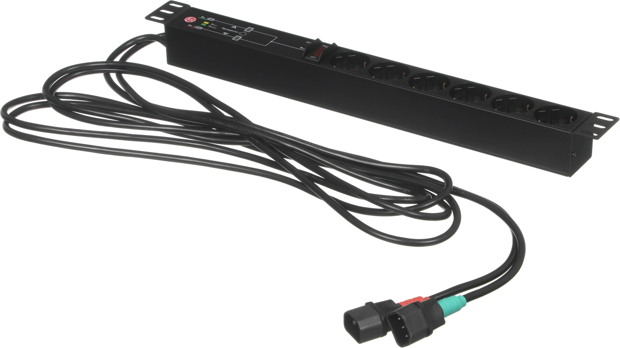 АВР Elemy ATS-1602 1U 19" ввод:2xIEC C14 выход:6xSchuko8A черный — миниатюра 4