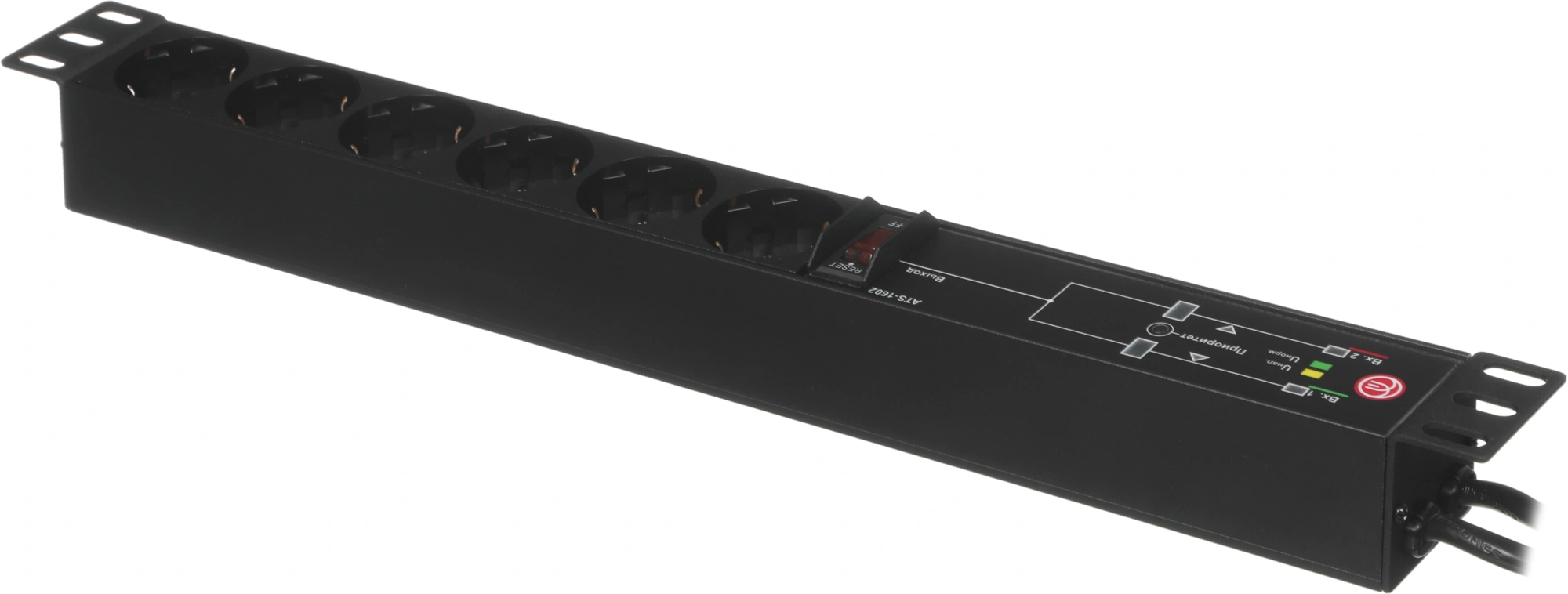 АВР Elemy ATS-1602 1U 19" ввод:2xIEC C14 выход:6xSchuko8A черный — миниатюра 9