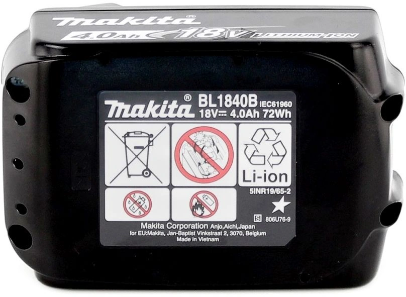 Батарея аккумуляторная Makita BL1840B LXT 18В 4Ач Li-Ion (632G58-9) — миниатюра 2