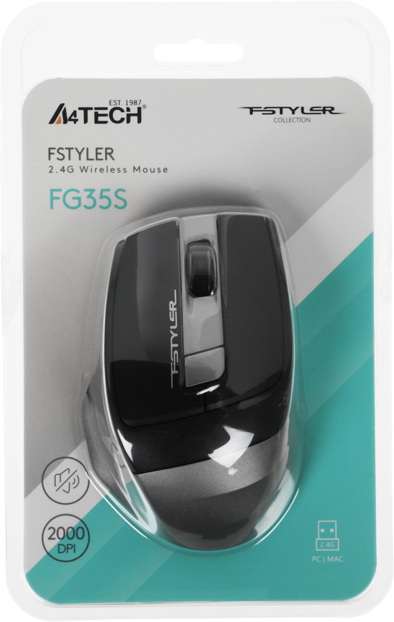 Мышь A4Tech Fstyler FG35S серый/черный оптическая 2000dpi silent беспров. USB 5but (FG35S USB GREY) — миниатюра 16