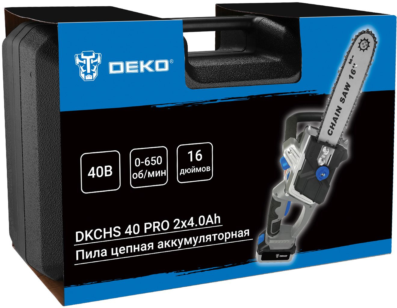 Цепная пила Deko DKCHS 40 PRO аккум. дл.шины:16" (40cm) 4Ач ЗУ (063-4357) — миниатюра 7
