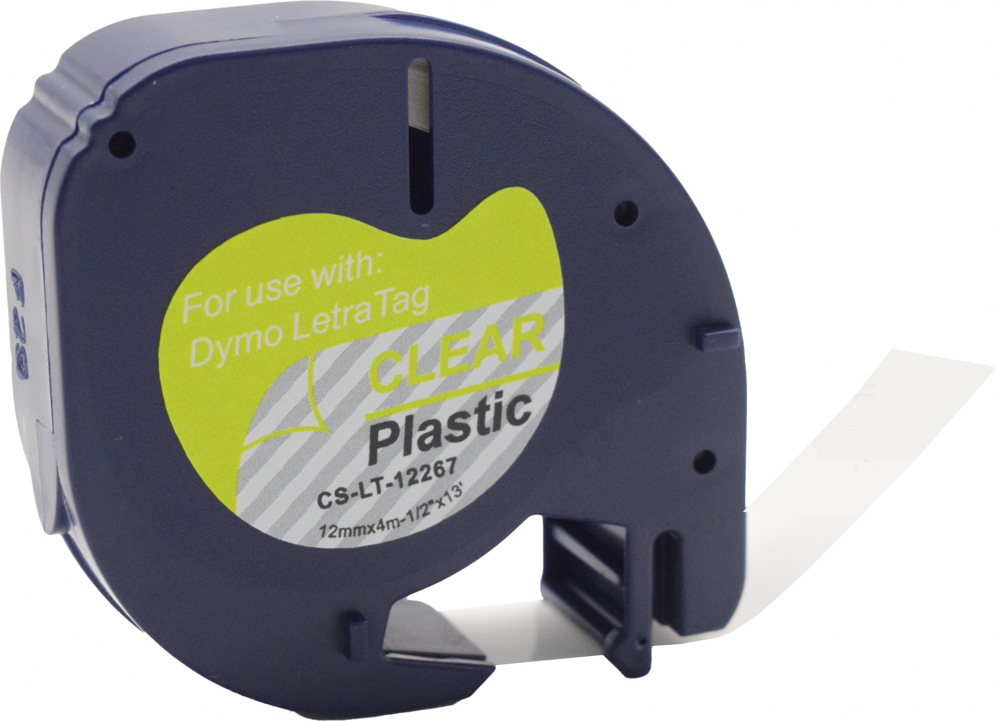 Картридж ленточный Cactus CS-LT-12267 12267 черный на прозрачном 12x4 для Dymo Letra Tag LT-100H без чипа — миниатюра 2
