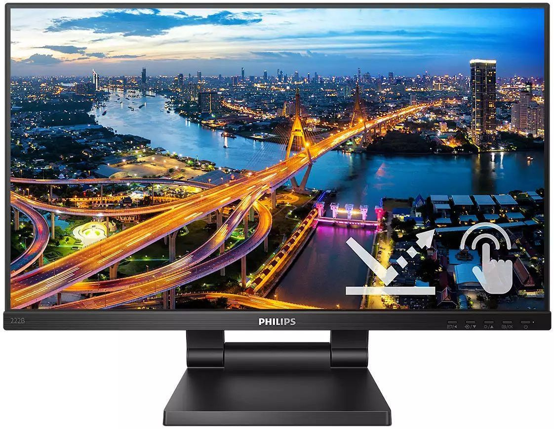 Монитор Philips 21.5" B Line 222B1TC черный IPS LED 16:9 HDMI M/M матовая HAS 250cd 178гр/178гр 1920x1080 75Hz VGA DP FHD USB Touch 6.13кг — миниатюра 2