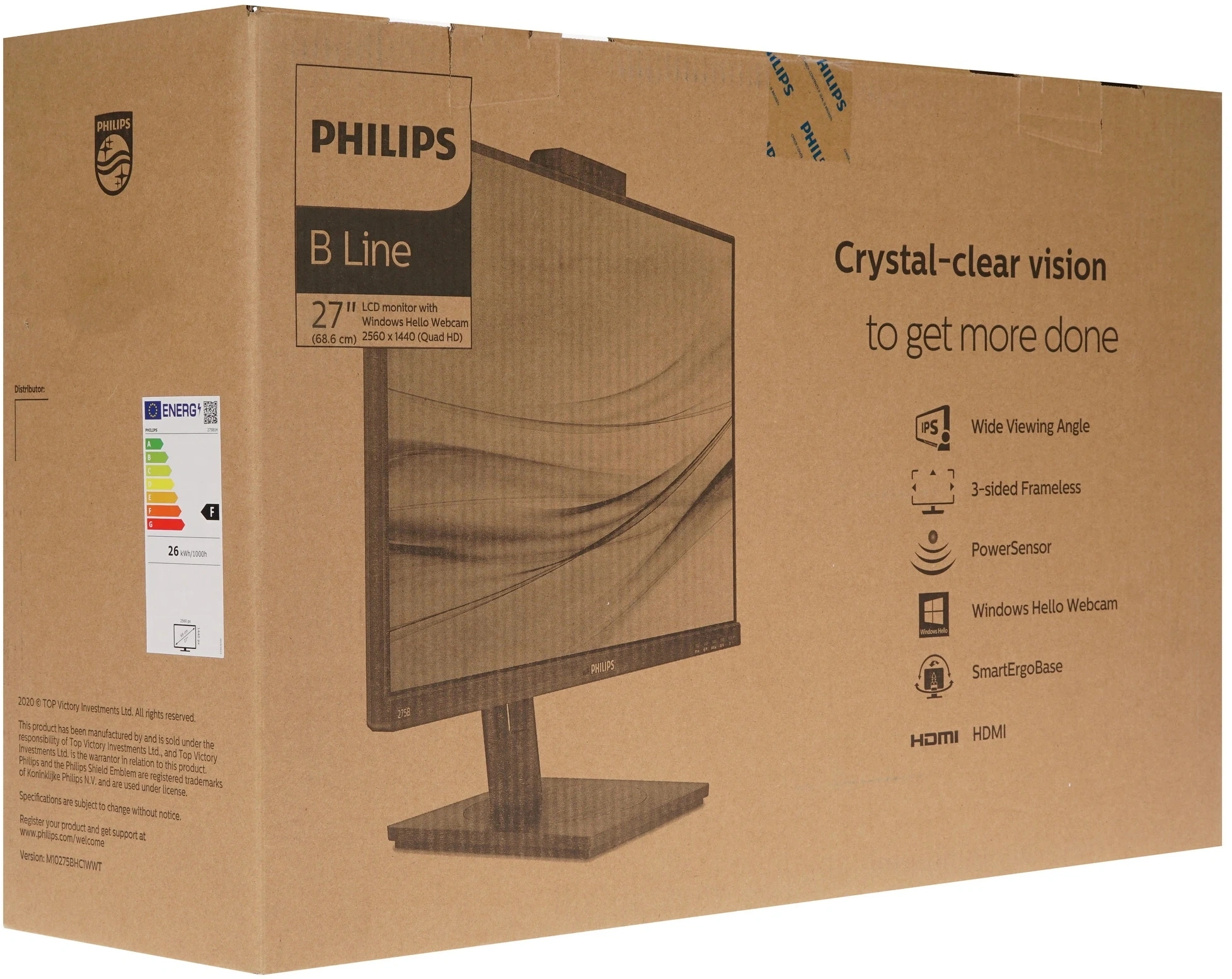Монитор Philips 27" B Line 275B1H черный IPS LED 16:9 DVI HDMI M/M Cam матовая HAS Piv 350cd 178гр/178гр 2560x1440 75Hz DP Quad 2K (1440p) USB 6.42кг — миниатюра 8