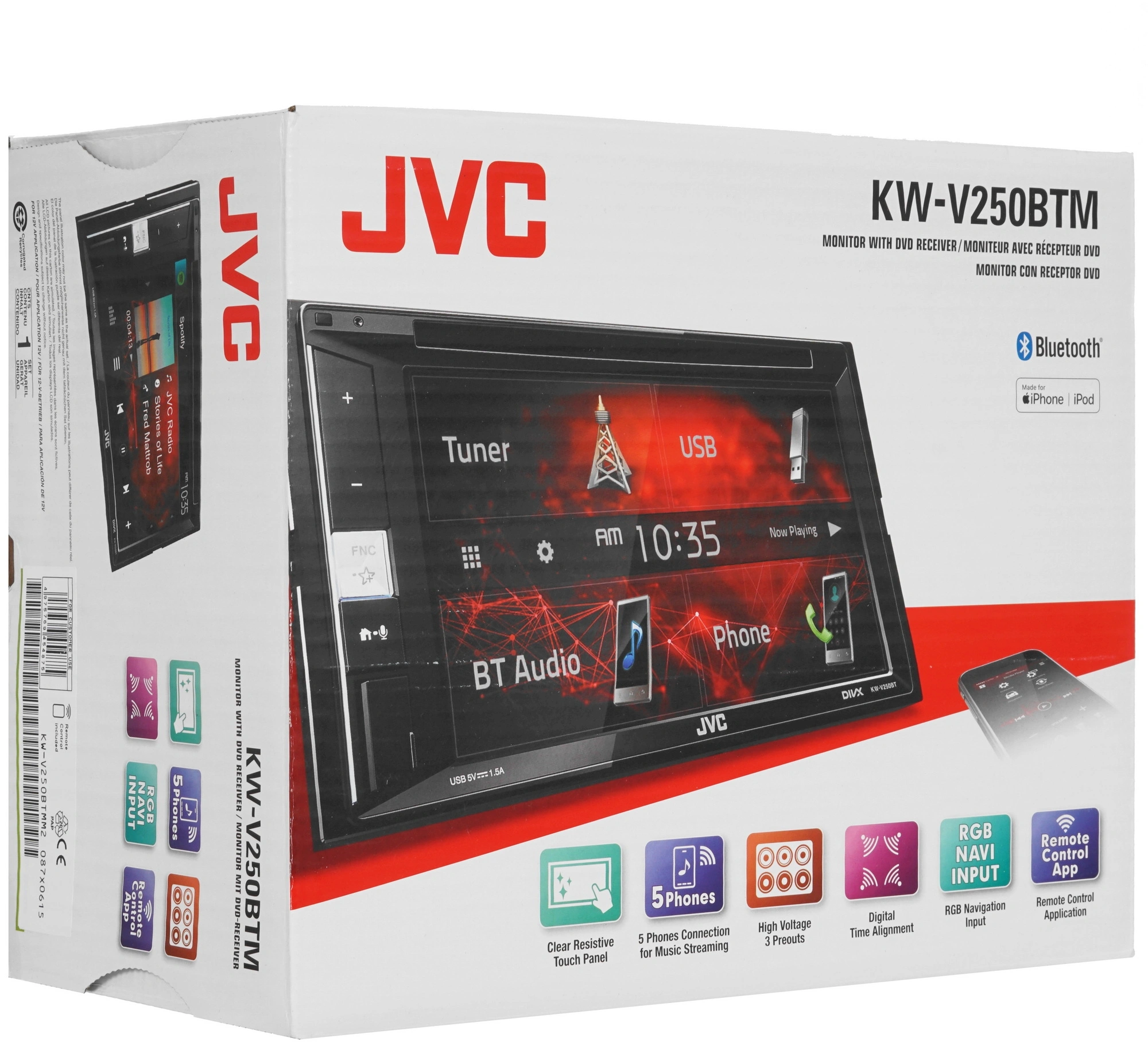 Автомагнитола JVC KW-V250BTM 2DIN 4x50Вт v3.0 DSP 6.2" 3 ПДУ RDS — миниатюра 12