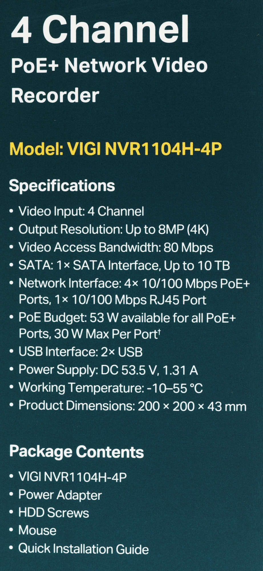 Видеорегистратор TP-Link NVR VIGI NVR1104H-4P — миниатюра 5