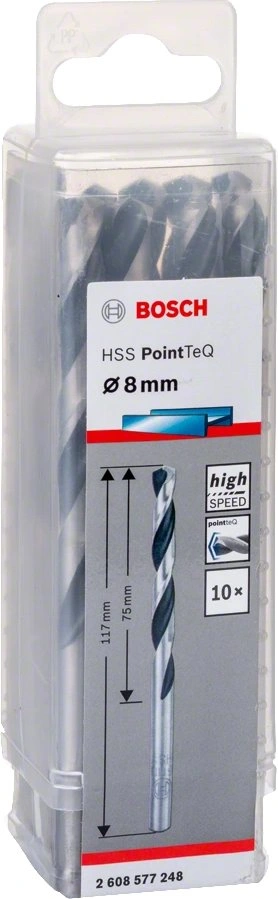 Набор сверл Bosch 2608577248 по металлу Д=8мм Дл=117мм (10пред.) для шуруповертов/дрелей — миниатюра 2