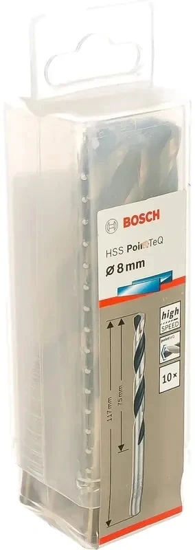 Набор сверл Bosch 2608577248 по металлу Д=8мм Дл=117мм (10пред.) для шуруповертов/дрелей — миниатюра 7