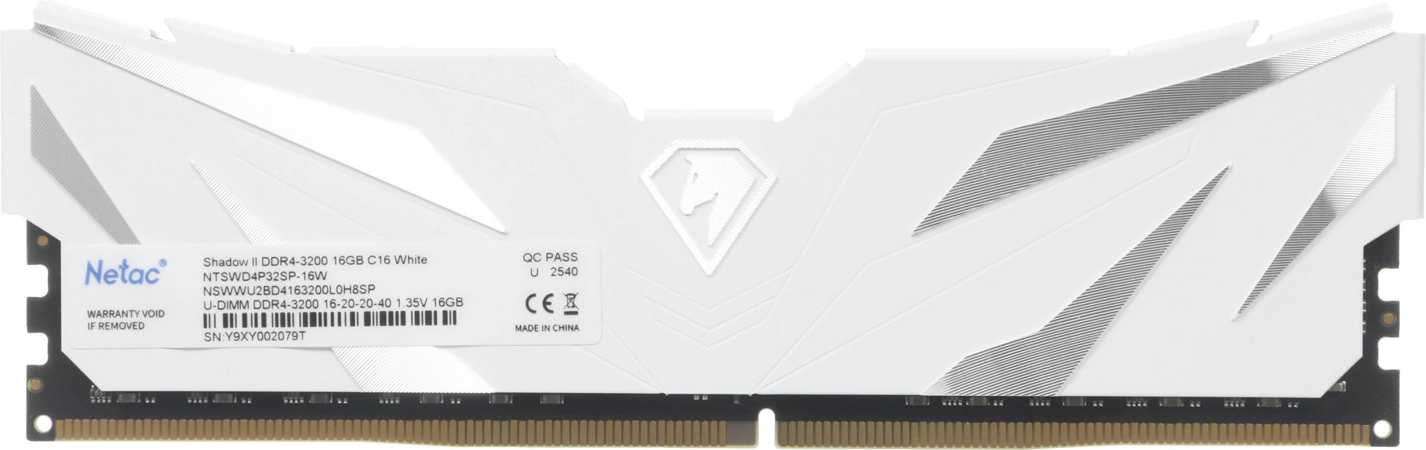 Память DDR4 16GB 3200MHz Netac NTSWD4P32SP-16W Shadow II RTL Gaming PC4-25600 CL16 DIMM UDIMM 288-pin 1.35В Intel с радиатором Ret — миниатюра 3
