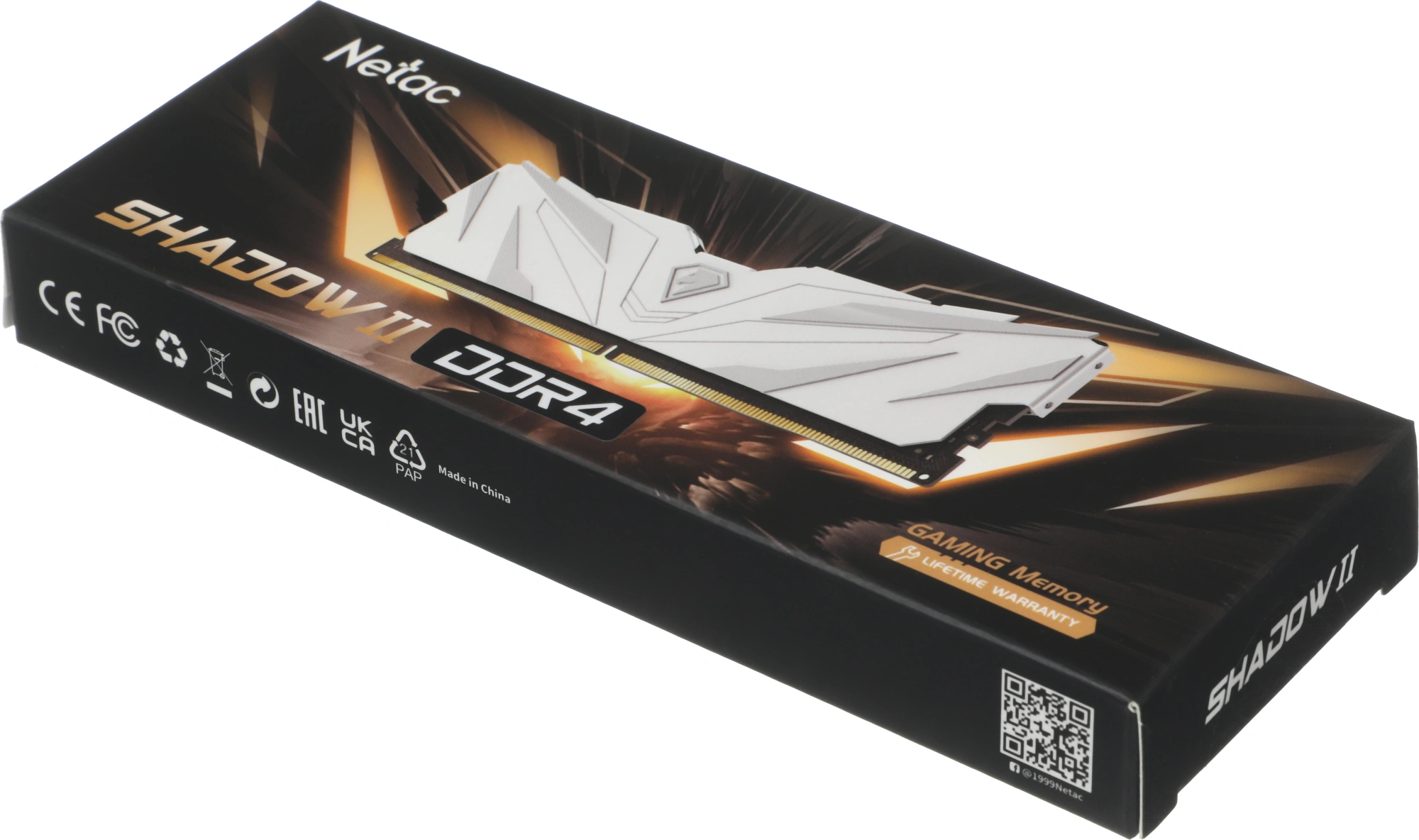 Память DDR4 16GB 3200MHz Netac NTSWD4P32SP-16W Shadow II RTL Gaming PC4-25600 CL16 DIMM UDIMM 288-pin 1.35В Intel с радиатором Ret